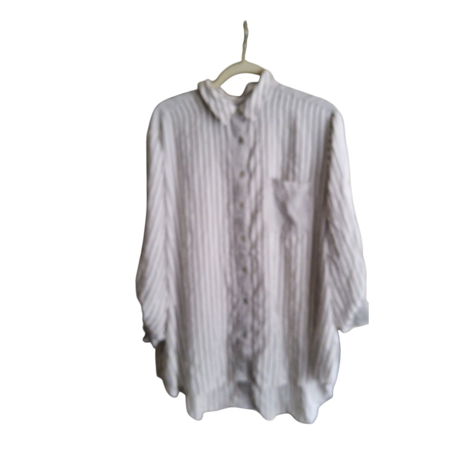 Women Top Plus 2x Jane + Delancey Striped Front Button Summer Beach Boyfriend